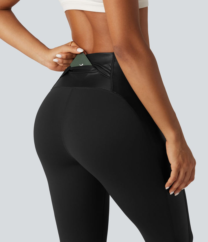 Halara UltraSculpt™ High Waisted Stretchy PU Tummy Control Yoga Leggings with Pocket