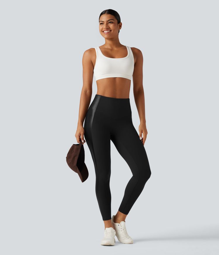 Halara UltraSculpt™ High Waisted Stretchy PU Tummy Control Yoga Leggings with Pocket