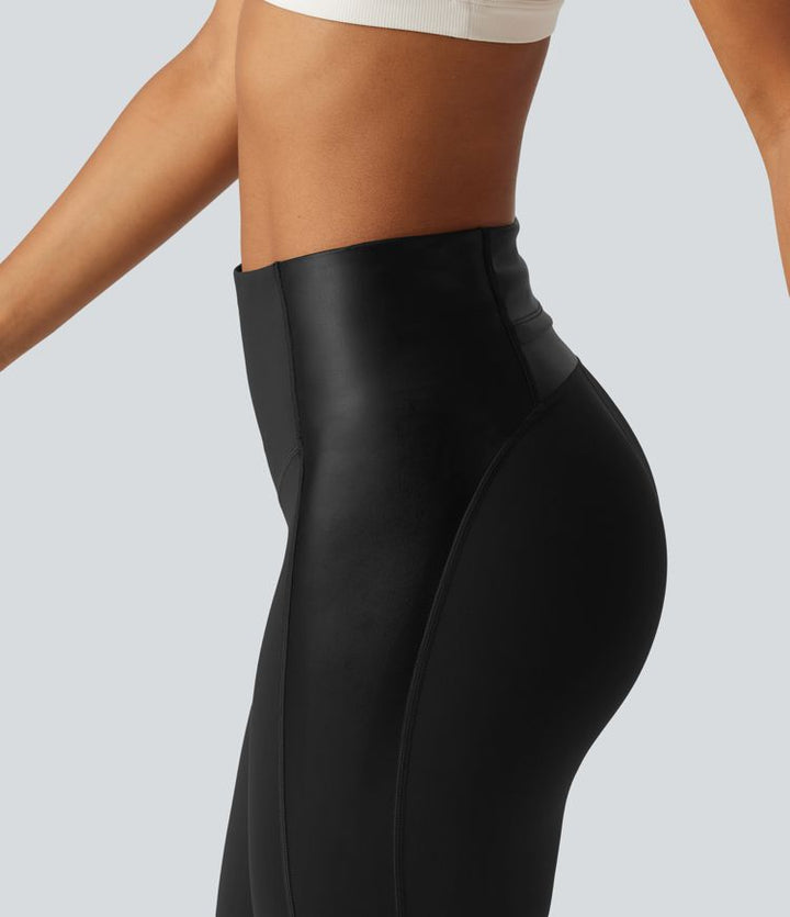 Halara UltraSculpt™ High Waisted Stretchy PU Tummy Control Yoga Leggings with Pocket