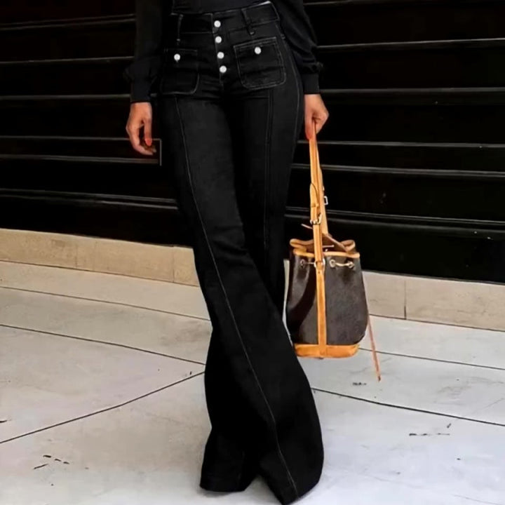 Women’s Fashionable High-Waisted Flared Jeans