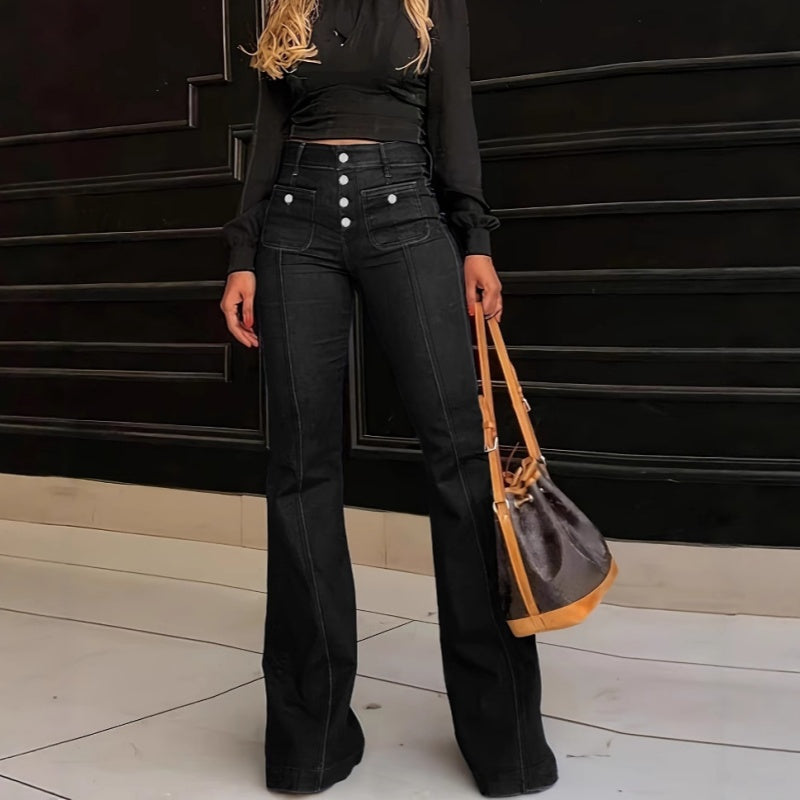 Women’s Fashionable High-Waisted Flared Jeans