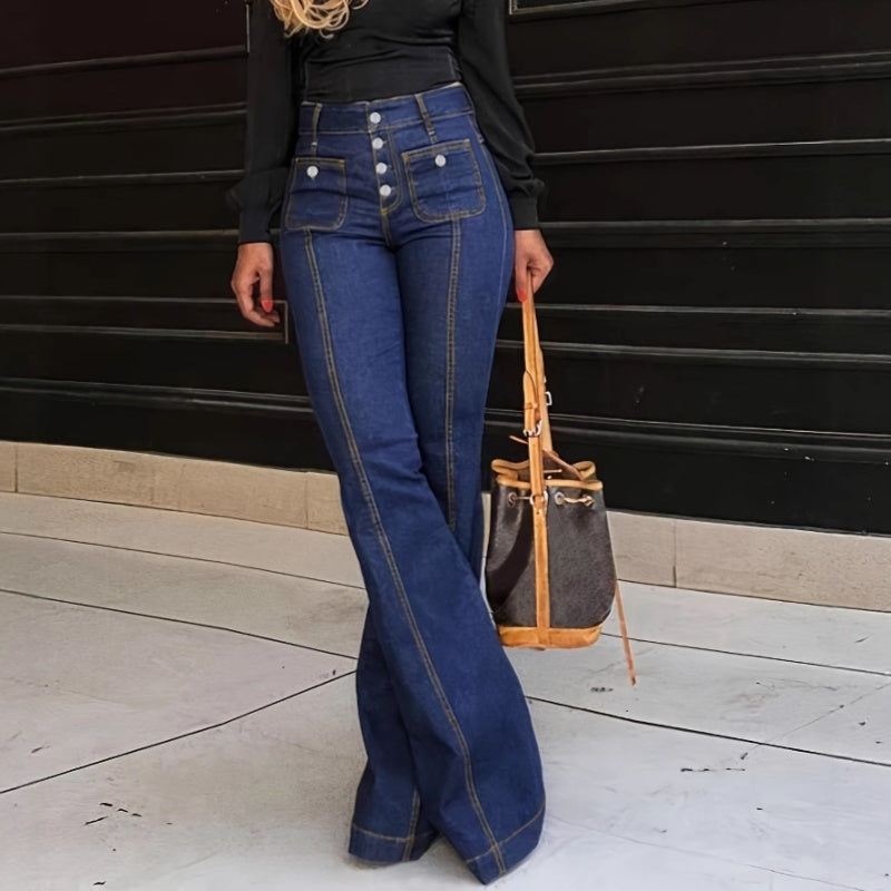 Women’s Fashionable High-Waisted Flared Jeans