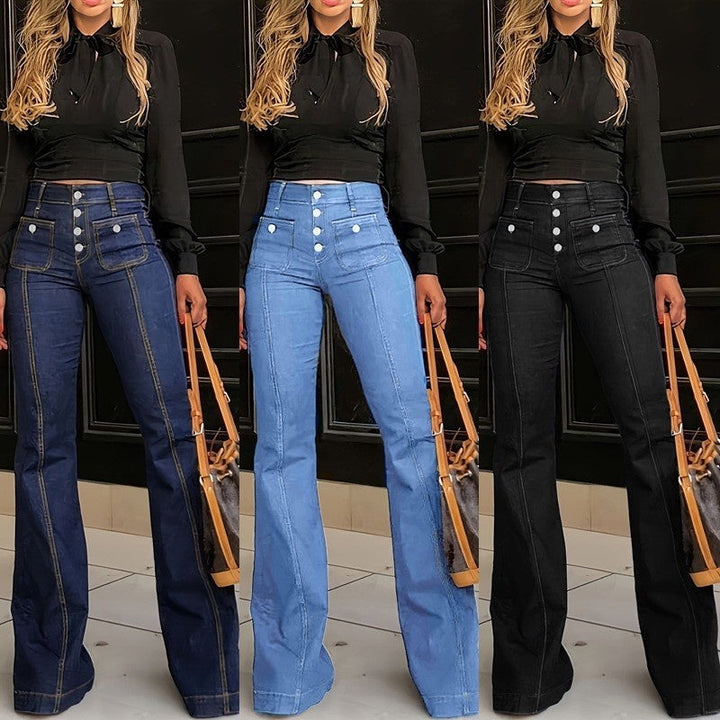 Women’s Fashionable High-Waisted Flared Jeans