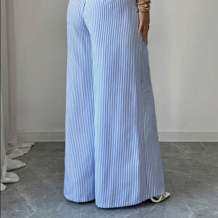 High-Waist Striped Wide-Leg Trousers