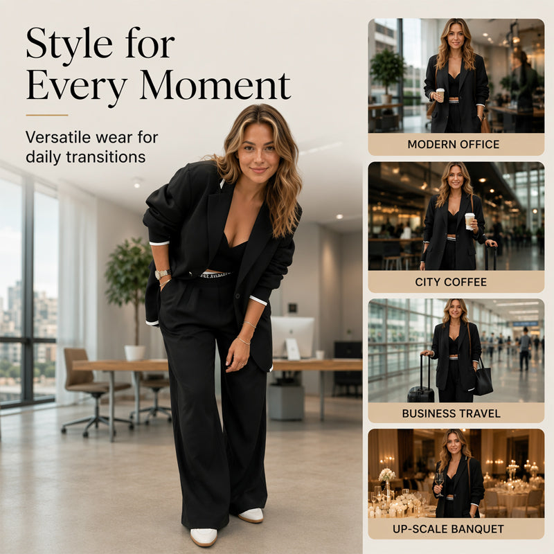 Blazer &amp; Wide-Leg Pant Suit – Clean Lines &amp; Breezy Comfort