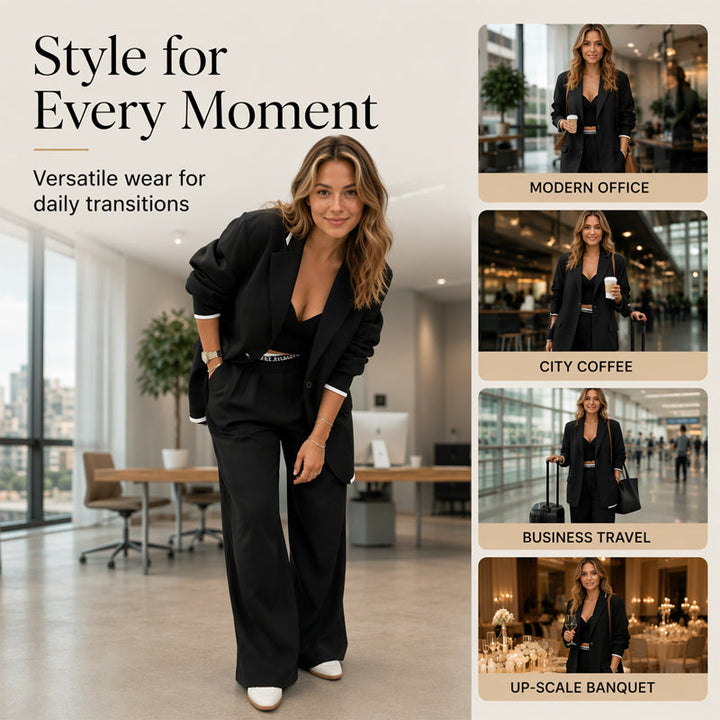 Blazer &amp; Wide-Leg Pant Suit – Clean Lines &amp; Breezy Comfort