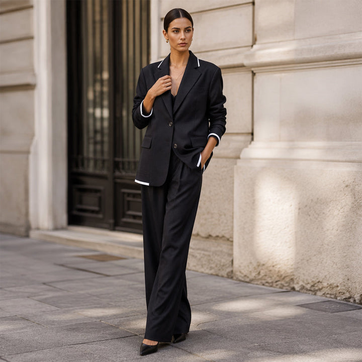 Blazer &amp; Wide-Leg Pant Suit – Clean Lines &amp; Breezy Comfort